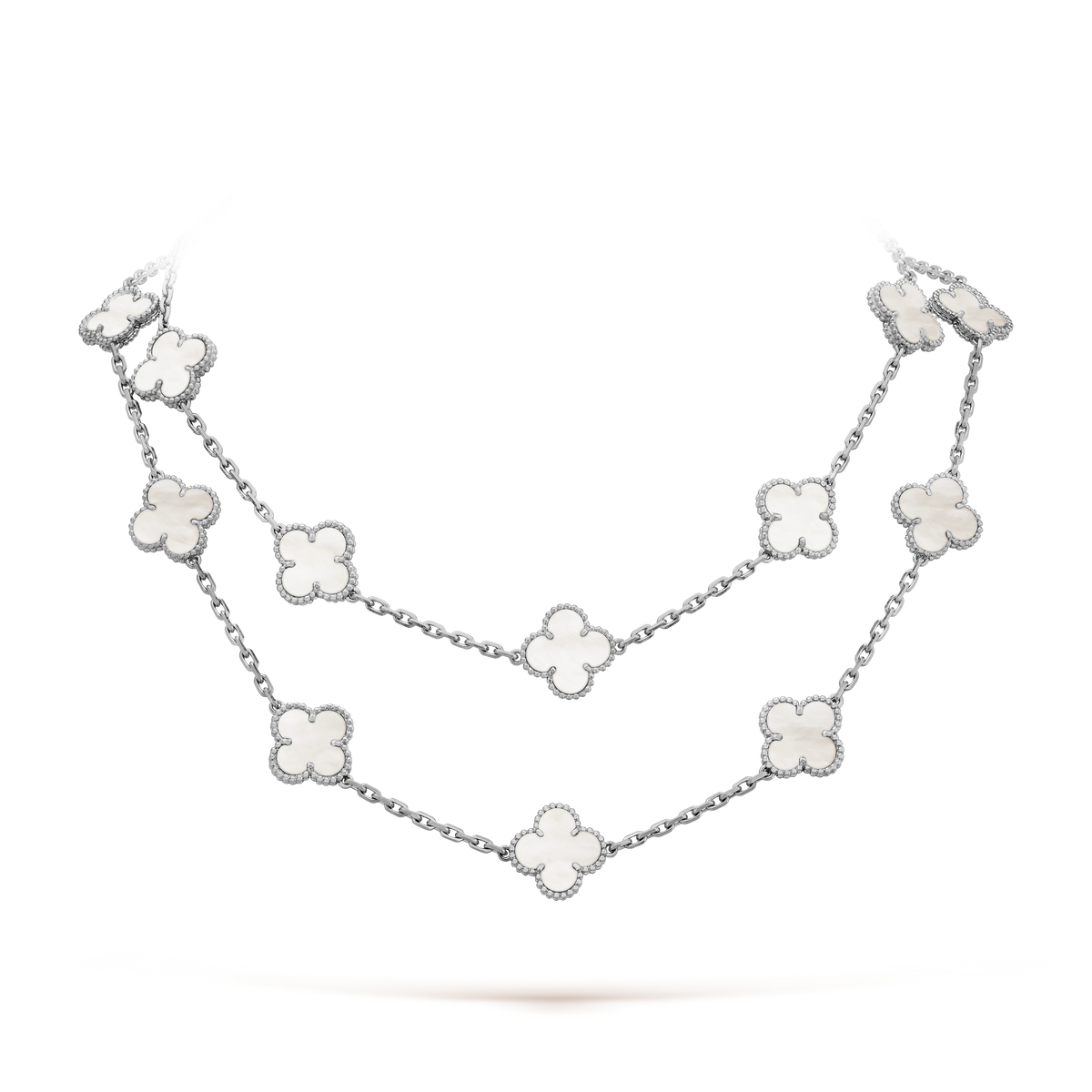 Van Cleef & Arpels Pearl Vintage Alhambra 20 Motifs Long Necklace