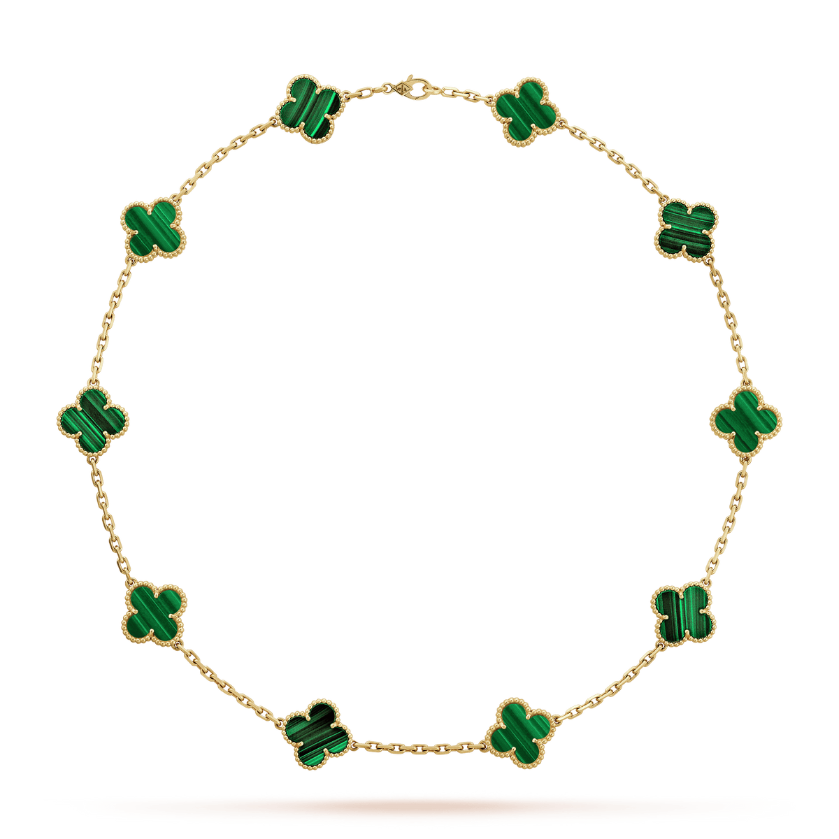 Van Cleef & Arpels Vintage Alhambra Malachite 10 Motifs Elegance Necklace